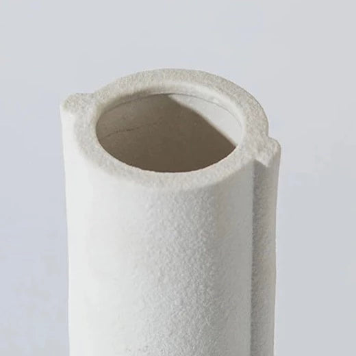 Details of white textured ceramic vase