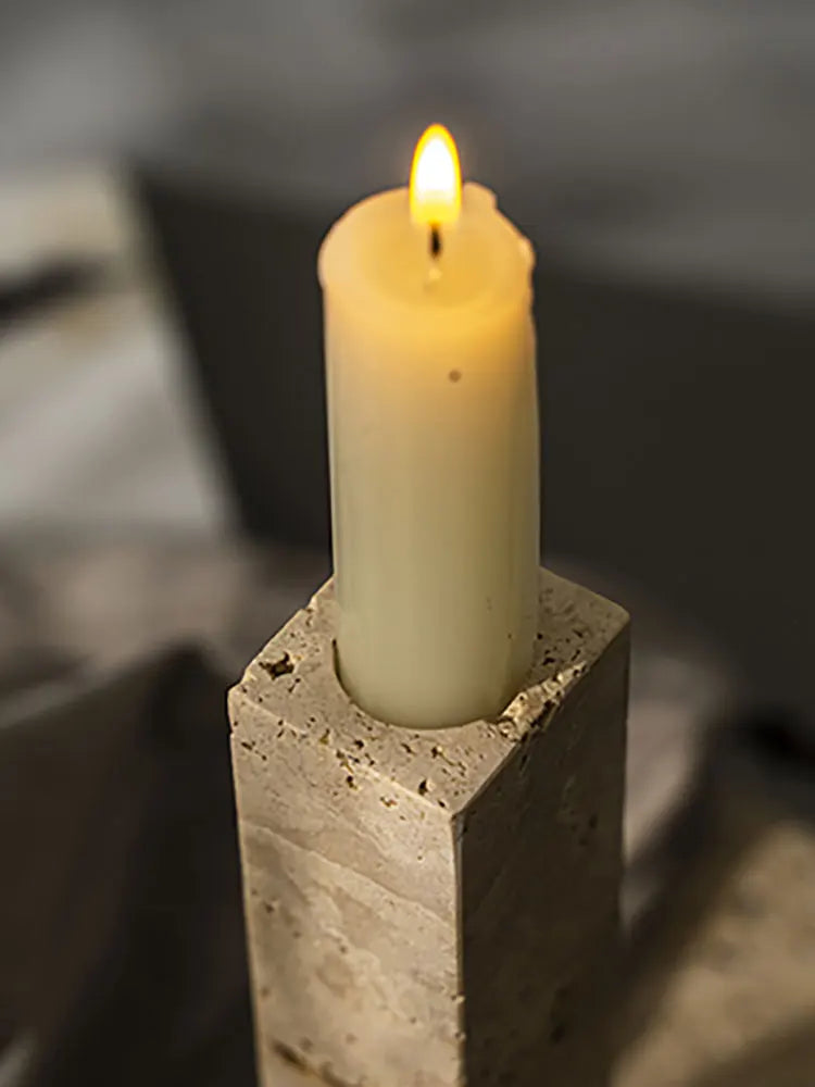 PIPE | Travertine Candlestick holder