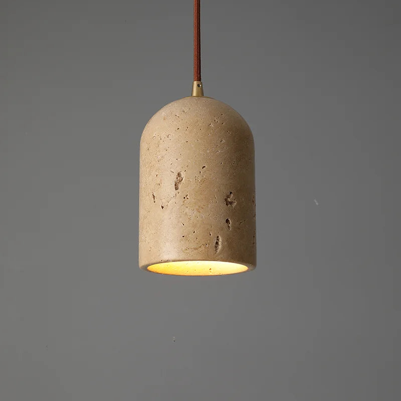 Detail of travertine japandi pendant light